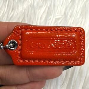 1.5" COACH Orange Silver Fob Bag Charm Hang tag Hangtag